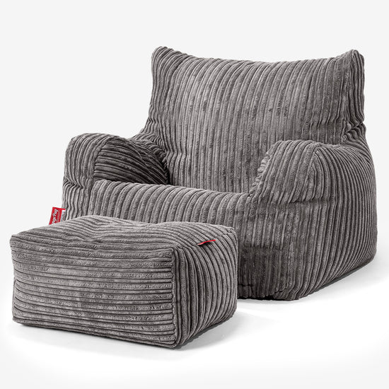 Teens Bean Bag Armchair 6-14 yr - Cord Graphite Grey 03