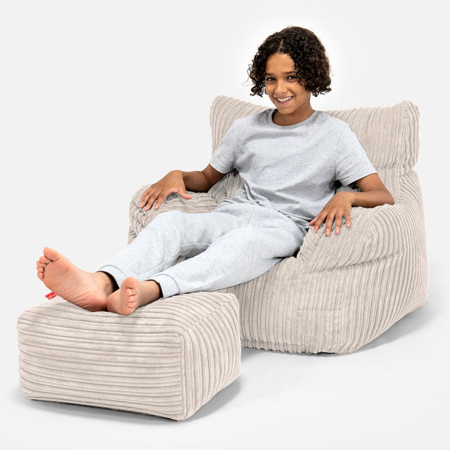 Teens Bean Bag Armchair 6-14 yr - Cord Ivory 01