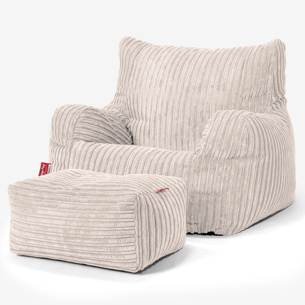 Teens Bean Bag Armchair 6-14 yr - Cord Ivory 01