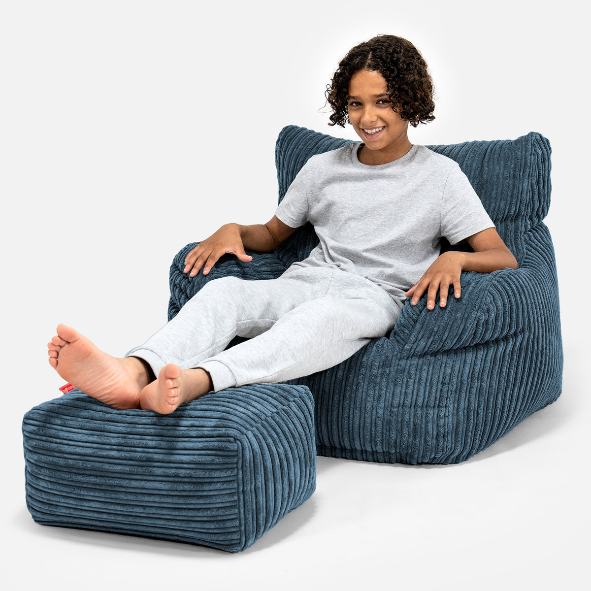 Lounge Pug Teens Bean Bag Armchair Cord Navy Blue Beanbag Chairs for Teenagers Students Big Bertha Original UK