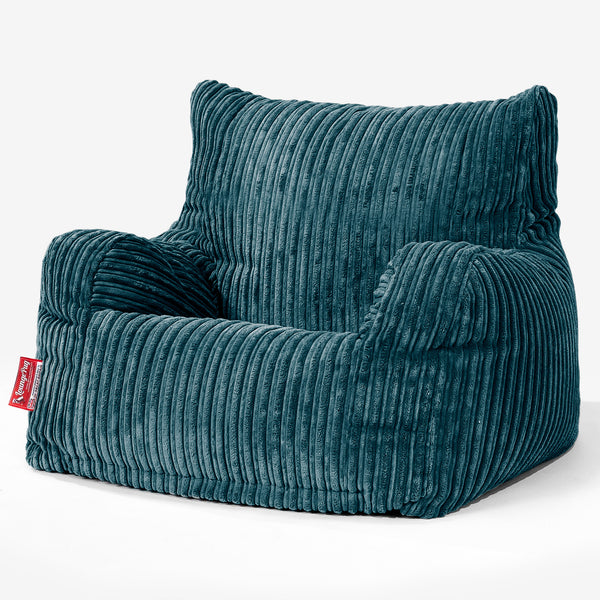 Teens Bean Bag Armchair 6-14 yr - Cord Teal Blue 01
