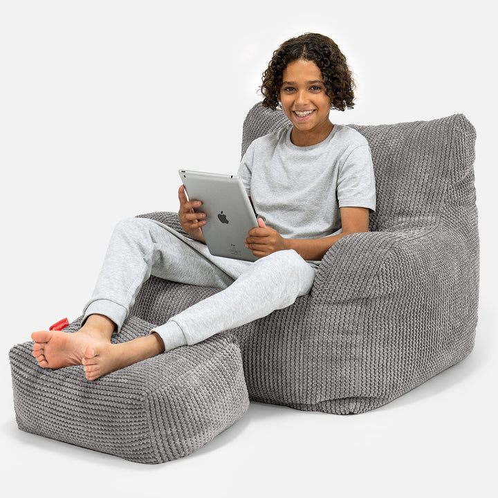 Lounge Pug Teens Bean Bag Armchair Pom Pom Charcoal Grey Beanbag Chairs for Teenagers Students Big Bertha Original UK