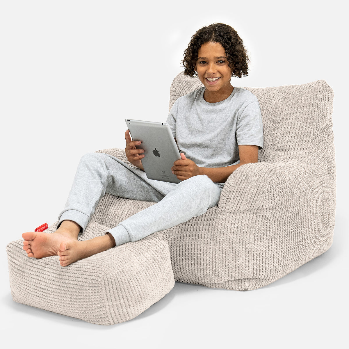Lounge Pug Teens Bean Bag Armchair Pom Pom Ivory Beanbag Chairs