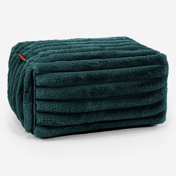 Small Footstool - Ultra Plush Cord Teal 01