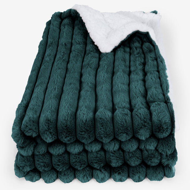 Sherpa Throw / Blanket - Ultra Plush Cord Teal 01