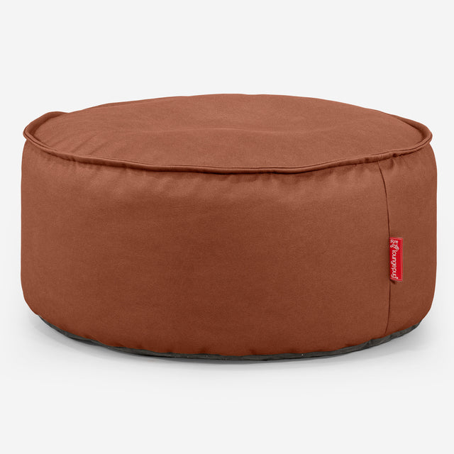 Large Round Pouffe - Vegan Leather Chestnut 01