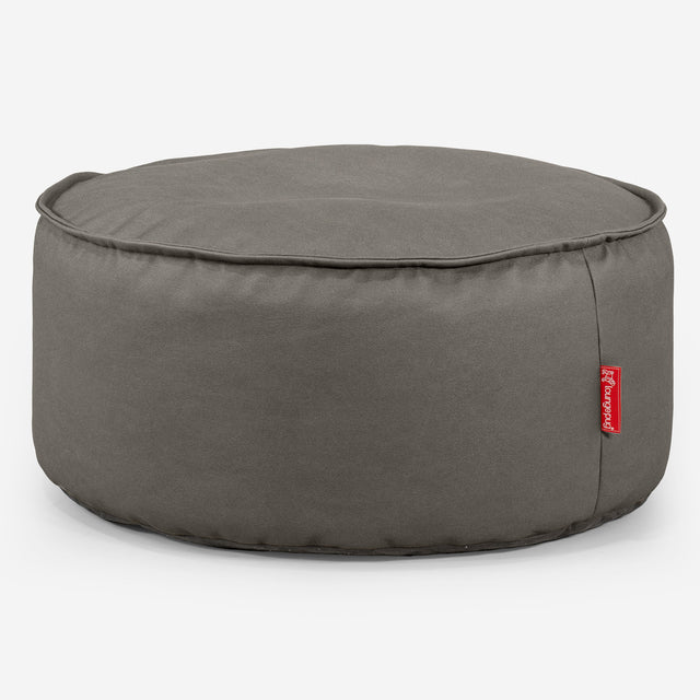Large Round Pouffe - Vegan Leather Grey 01