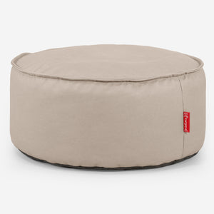 Large Round Pouffe - Vegan Leather Ivory