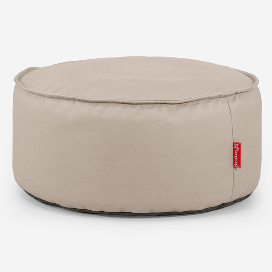 Large Round Pouffe - Vegan Leather Ivory 01