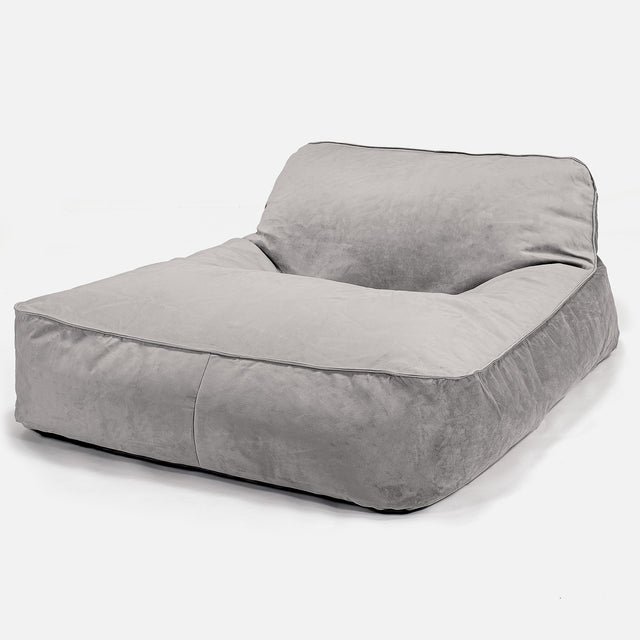 Double Day Bed Bean Bag - Velvet Silver 01