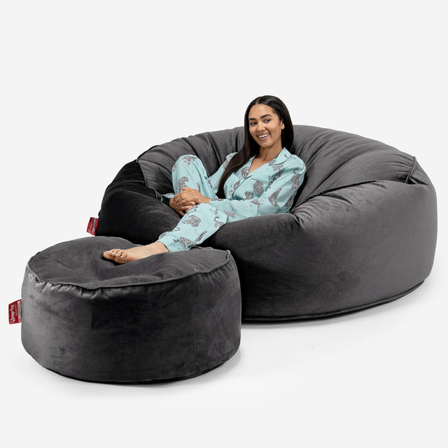 Mega Mammoth Bean Bag Sofa - Velvet Graphite Grey 02