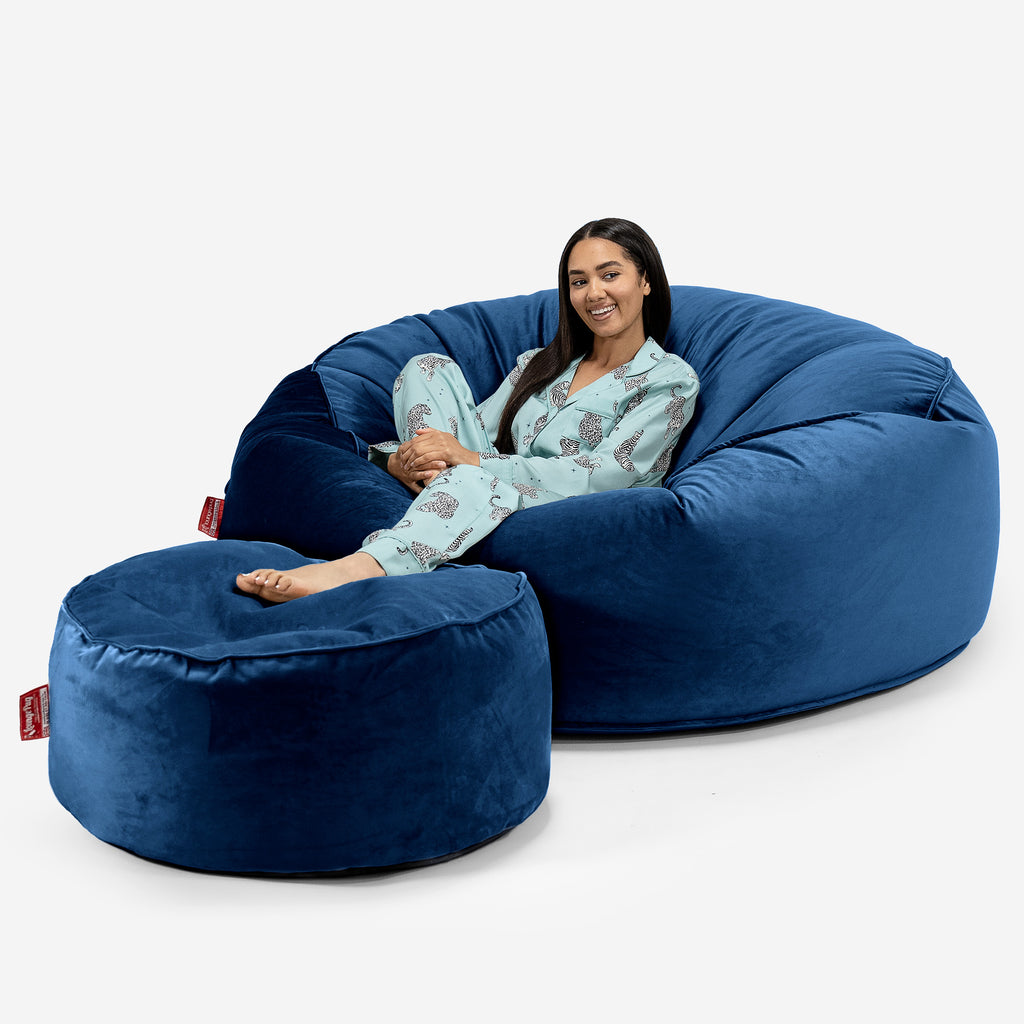 Mega Mammoth Bean Bag Sofa - Velvet Midnight Blue 02