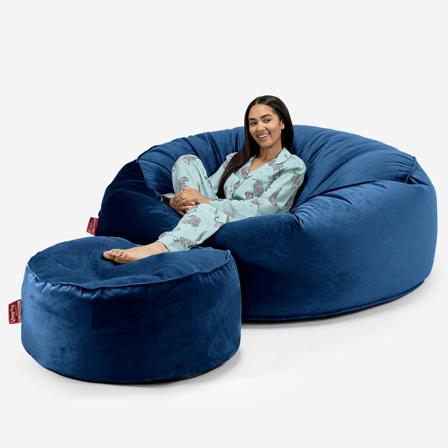 Mega Mammoth Bean Bag Sofa - Velvet Midnight Blue 02