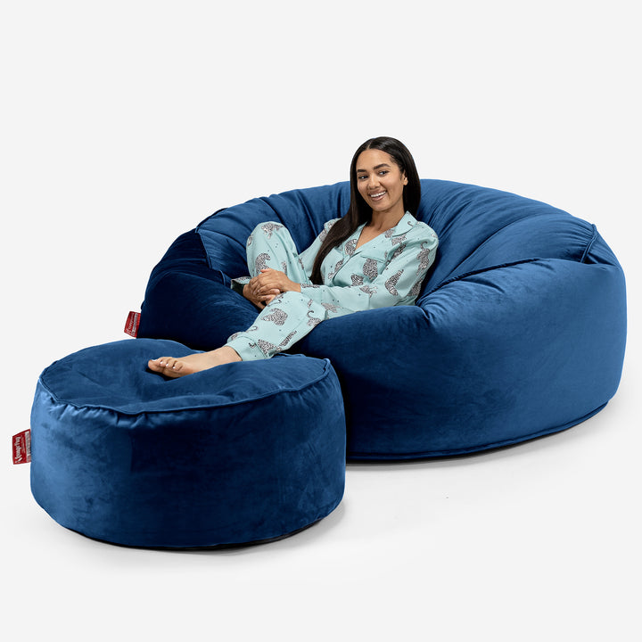Mega Mammoth Bean Bag Sofa - Velvet Midnight Blue 02
