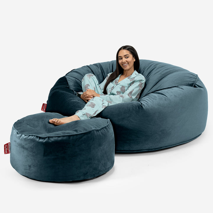 Mega Mammoth Bean Bag Sofa - Velvet Teal 02