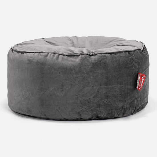Large Round Pouffe - Velvet Graphite Grey 01