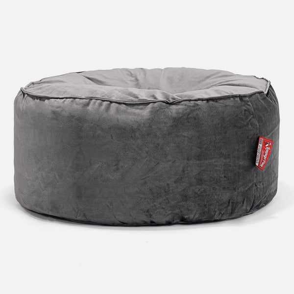 Large Round Pouffe - Velvet Graphite Grey 01