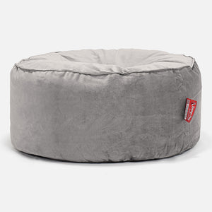 Large Round Pouffe - Velvet Silver
