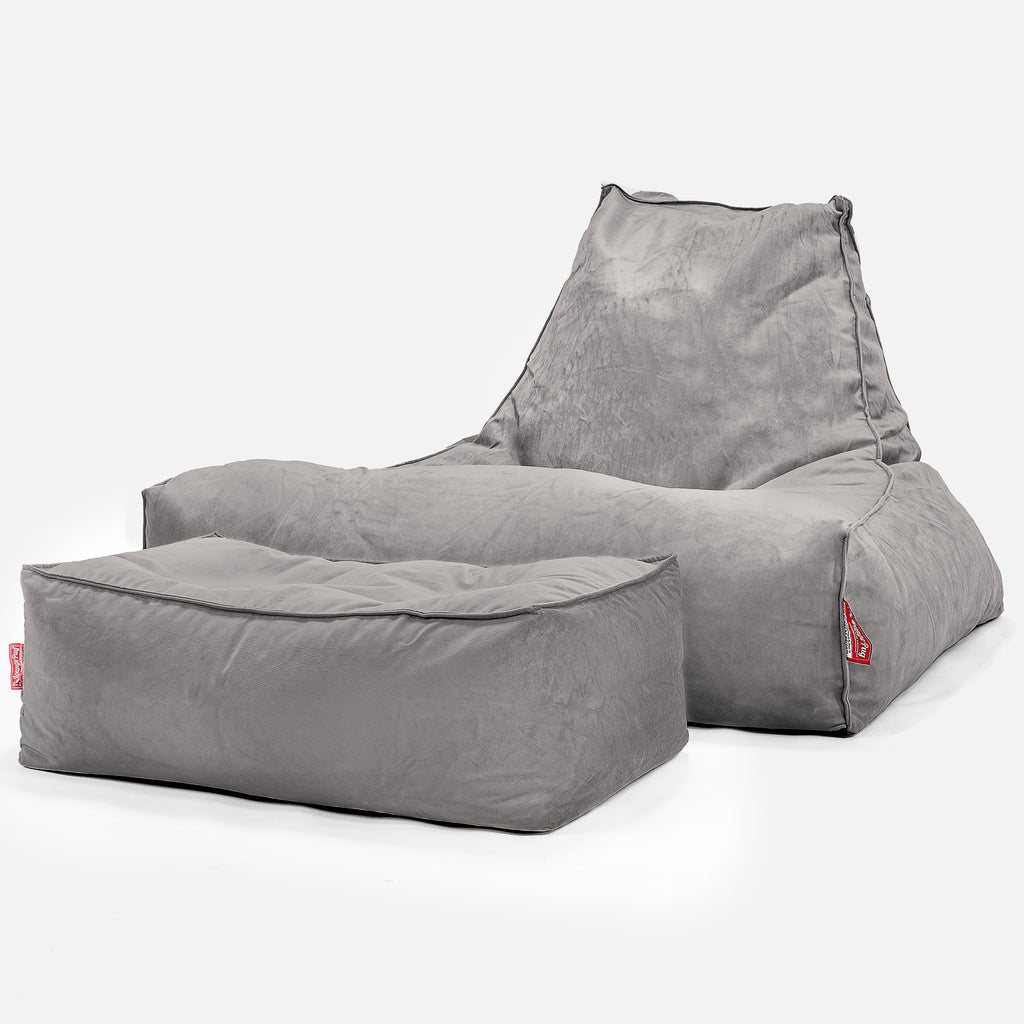 Mega Lounger Bean Bag - Velvet Silver 02
