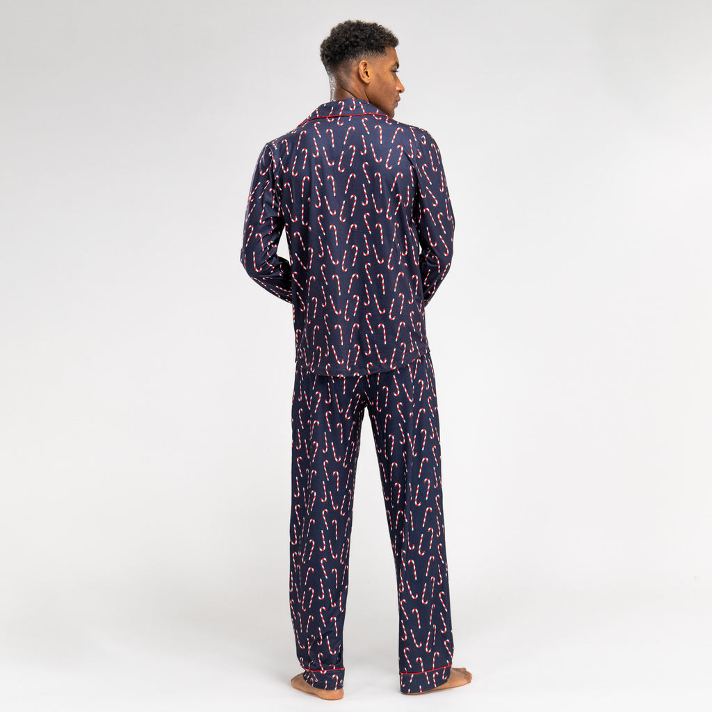 Men's Navy Candy Cane Stripe Pyjamas 04