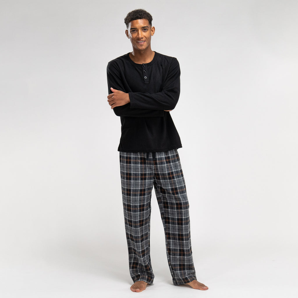 Men's Black Check Pyjamas 02
