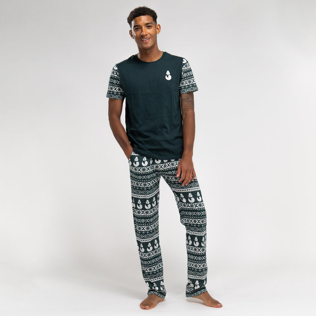 Men's Christmas Green Fairisle Jersey Pyjamas 04