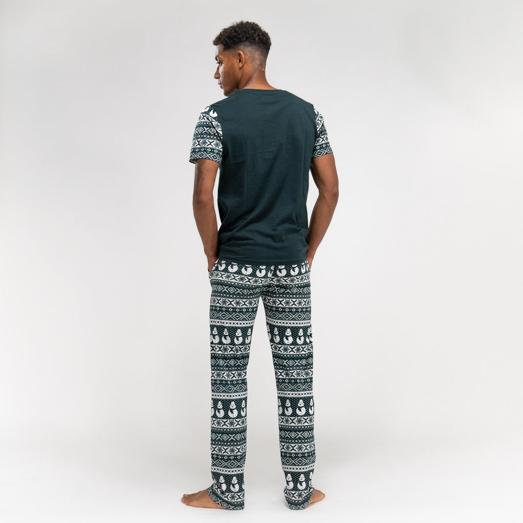 Men's Christmas Green Fairisle Jersey Pyjamas 05