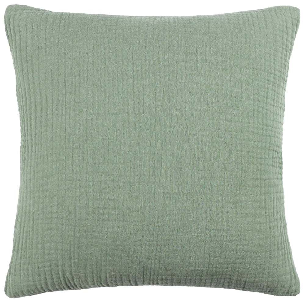 Muslin Crinkle Cotton Scatter Cushion Cover 45 x 45cm - Sage Green 01