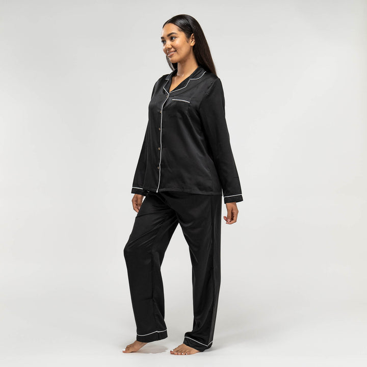 Black piped pyjamas on sale