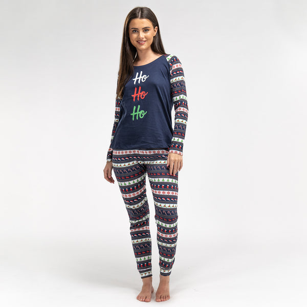 Women's Christmas Fairisle Printed Jersey Pyjamas 01