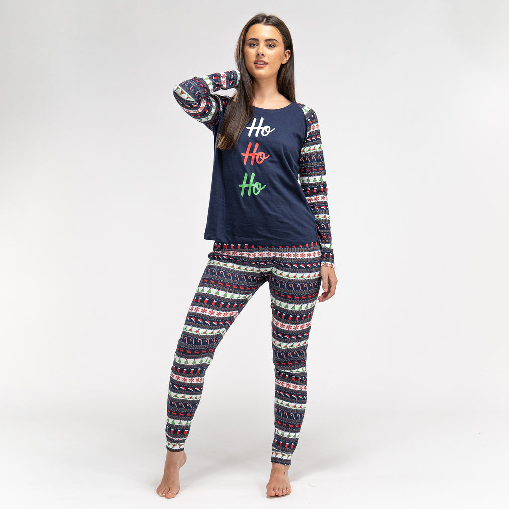 Women's Christmas Fairisle Printed Jersey Pyjamas 03
