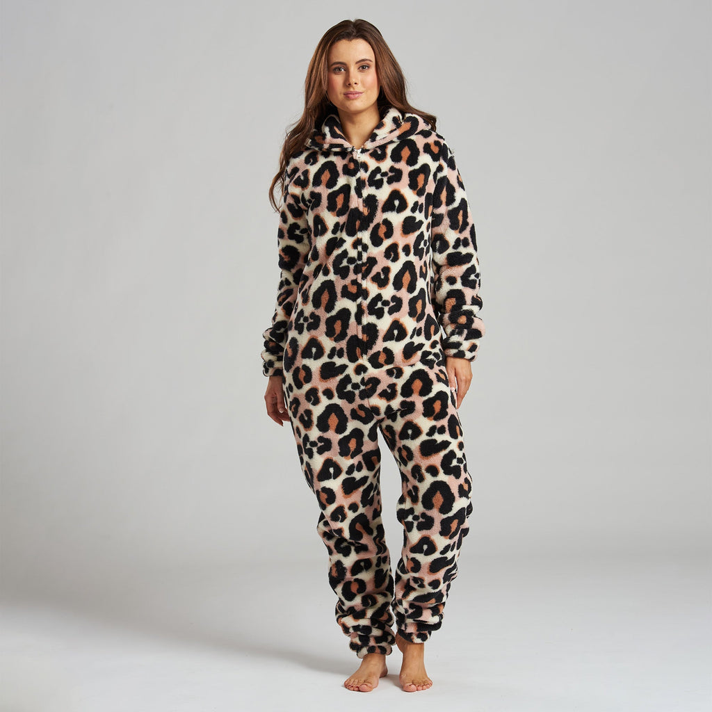 Women s Leopard Print Fleece Onesie