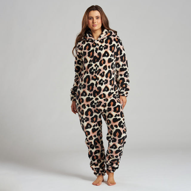 Women's Leopard Print Fleece Onesie 01