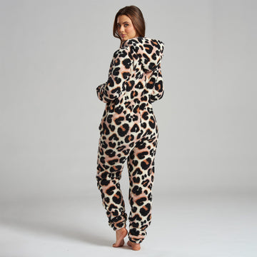 Women's Leopard Print Fleece Onesie 03