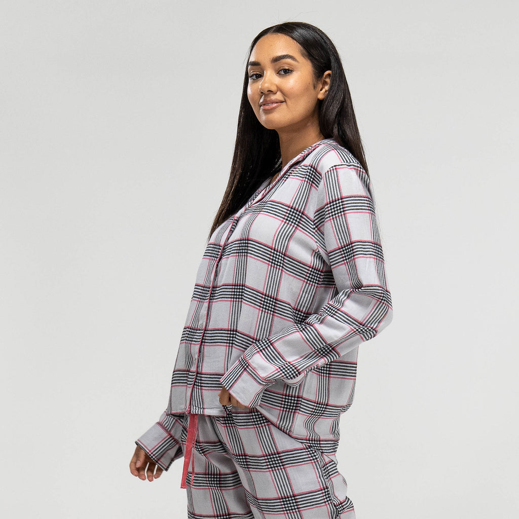 Women's Pink Check Cotton Pyjamas 03