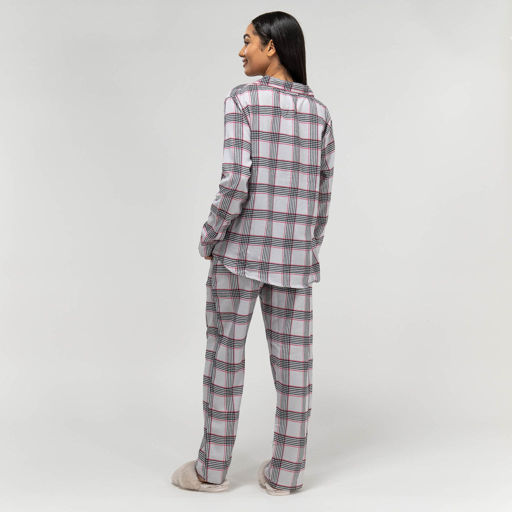 Women's Pink Check Cotton Pyjamas 06