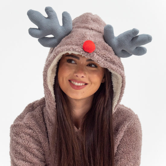 Women's Reindeer Animal Fleece Onesie 02