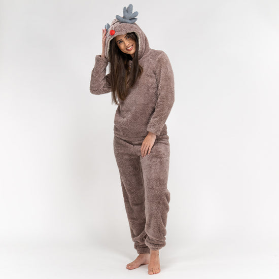 Women's Reindeer Animal Fleece Onesie 03