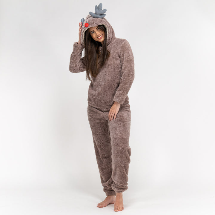 Women's Reindeer Animal Fleece Onesie 03