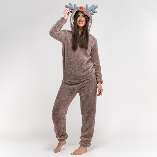 Women's Reindeer Animal Fleece Onesie 04