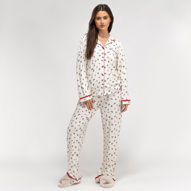 Women's Ski Scene Jersey Christmas Pyjamas 01