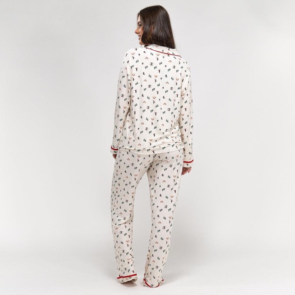 Women's Ski Scene Jersey Christmas Pyjamas 04