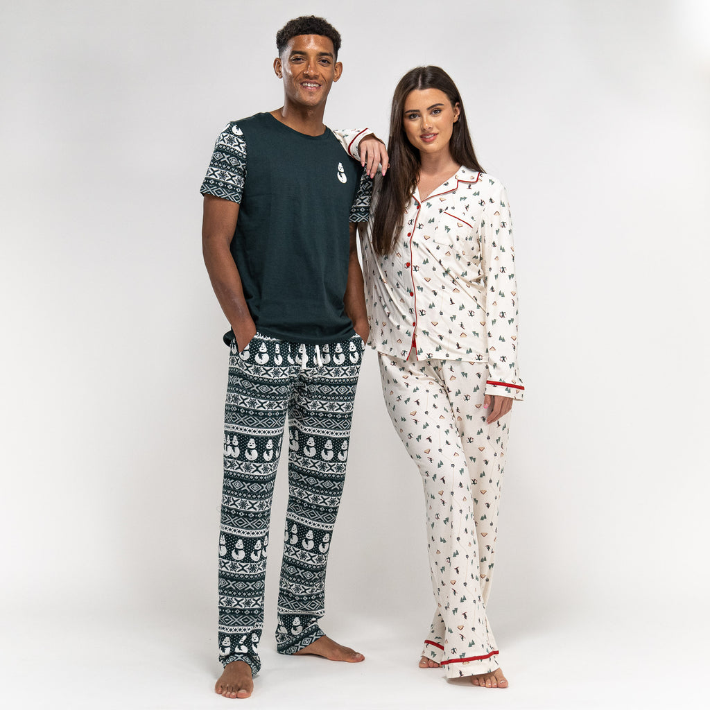 Women's Ski Scene Jersey Christmas Pyjamas 05