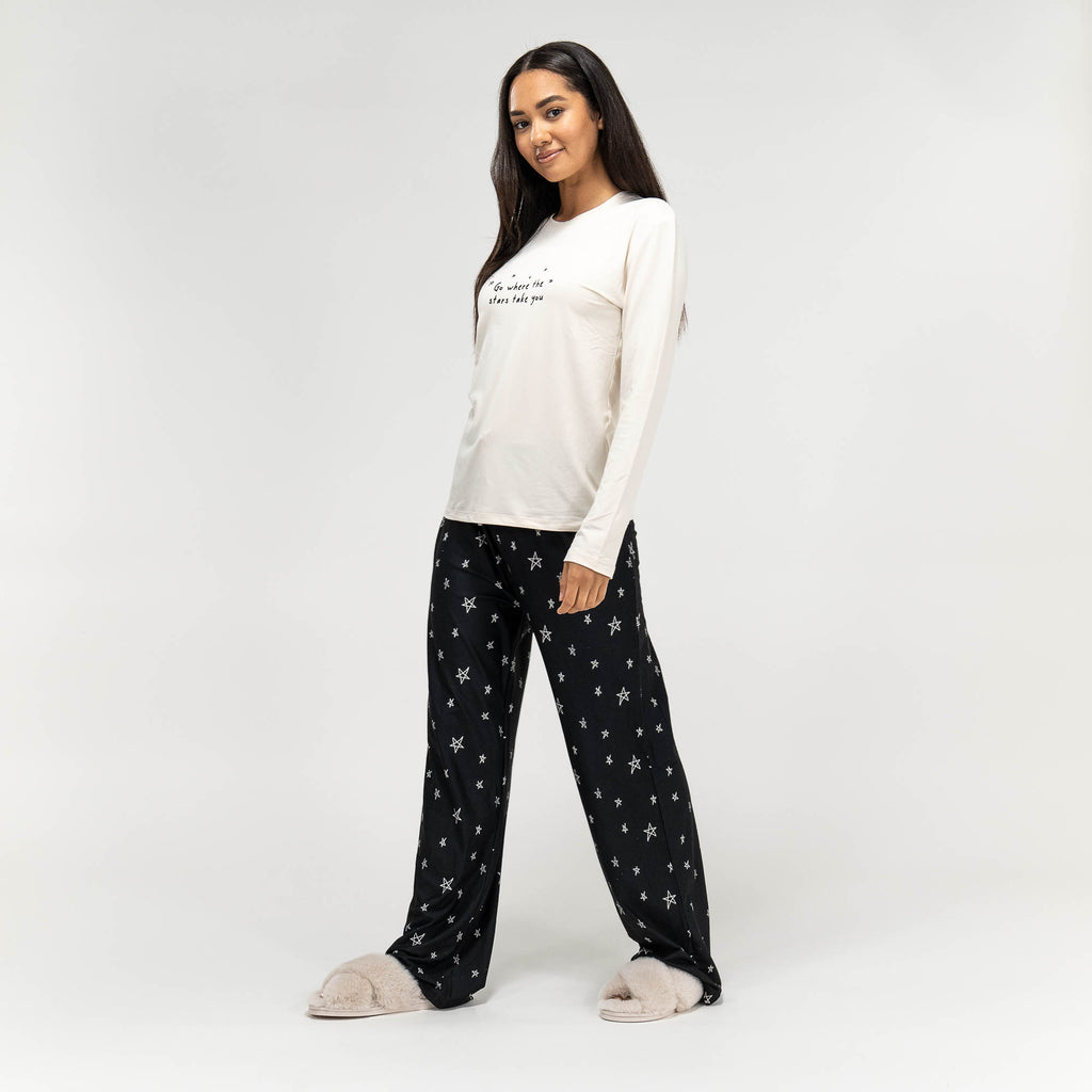 Women's Stars Slogan Jersey Pyjamas 03