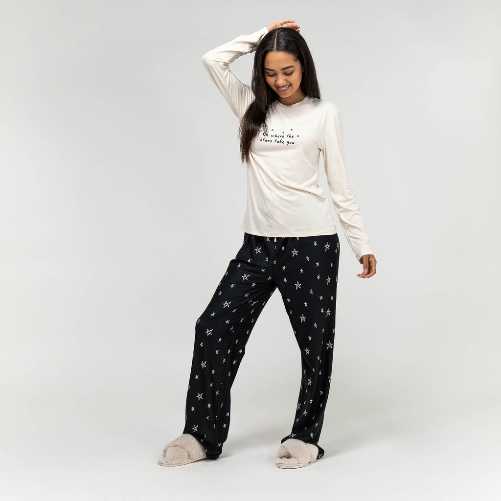 Women's Stars Slogan Jersey Pyjamas 04