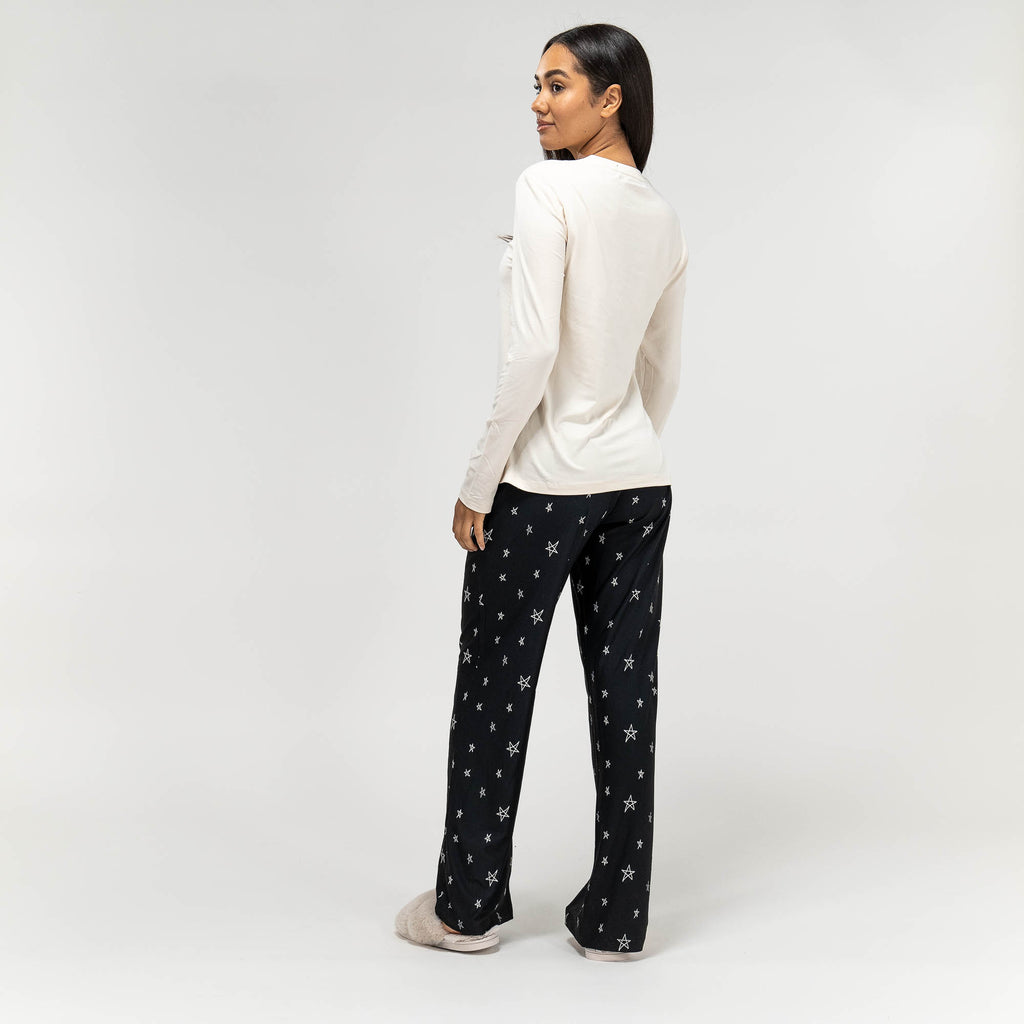 Women's Stars Slogan Jersey Pyjamas 05