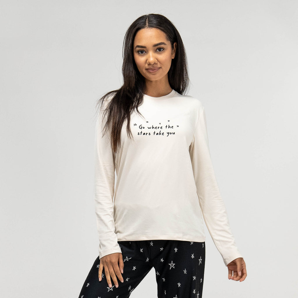 Women's Stars Slogan Jersey Pyjamas 06